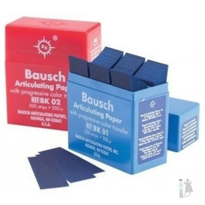 Артикуляционная бумага bk 01 (синяя) и bk 02 (красная) Bausch 300 шт 200 мкм