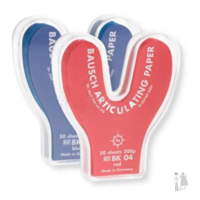 Артикуляционная бумага подковообразная bk 03 (синяя) bk 04 (красная) Bausch 200мкм 50шт