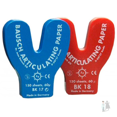 Артикуляционная бумага подковообразная bk17 (синяя) bk18 (красная) Bausch 60мкм 150шт