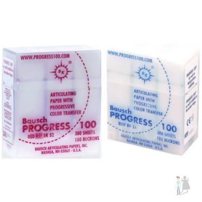 Артикуляционная бумага bk 51 (синяя) и bk 52 (красная) Bausch 300 шт 100 мкм