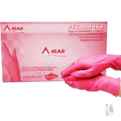 Розовые нитриловые перчатки Igar