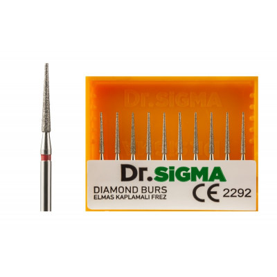 Бор турбинный (конусный, заостренный тонкий) ASFARMA 314 166 856 (514) красный 014