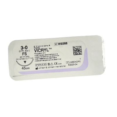 Шовний матеріал VICRYL PLUS (поліфілам, фіолет) 45 см, 3/0