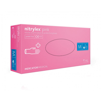 Перчатки нитриловые Nitrylex розовые 50 пар размер M