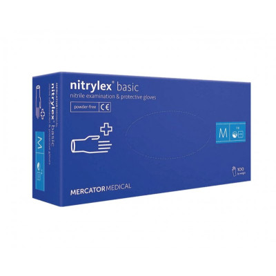 Перчатки нитриловые Nitrylex Basic голубые 50 пар размер S