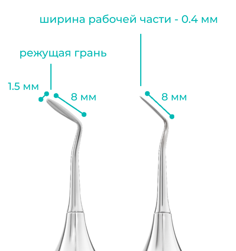 Схема и размеры дентальной гладилки с режущим краем тип4